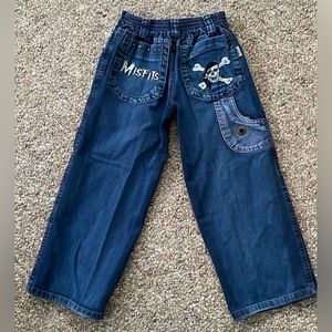 MISFITS PIRATE SKULL Studded Skater Baggy Jeans MSL for  Kids Size 8
